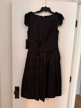 Paul Smith Black Sleeveless Midi Dress with Fringe Shoulder Detail size 42